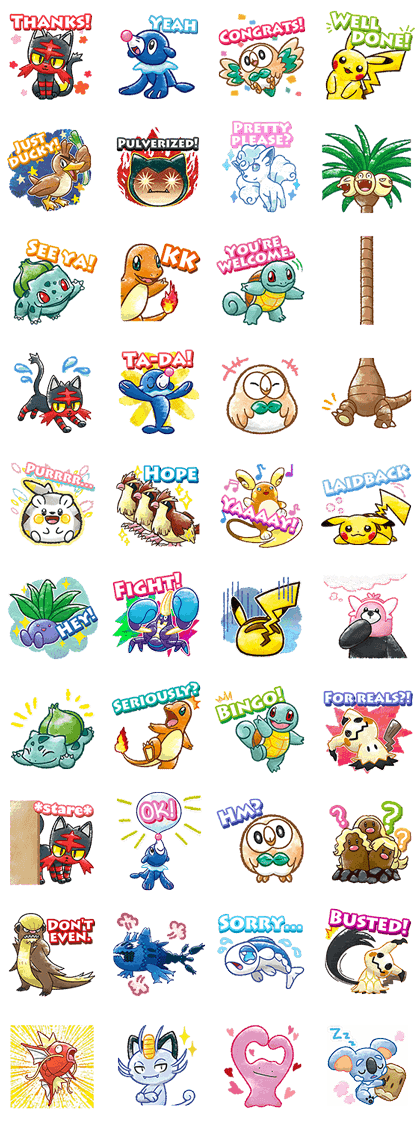 Pokémon Chat Pals | Sticker List: LINE, WhatsApp, Telegram | GIF & PNG Pack