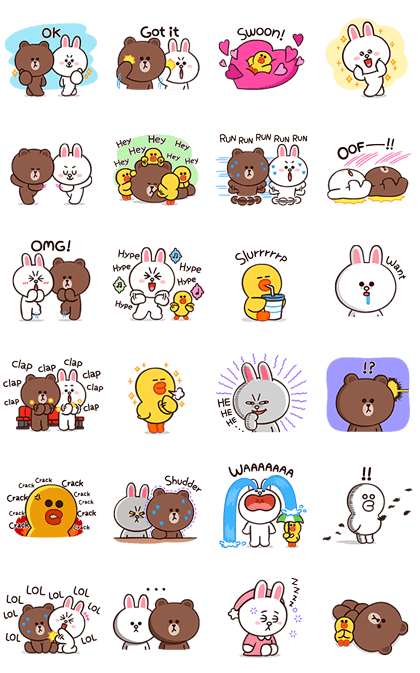 BROWN & FRIENDS Onomatopoeia LINE WhatsApp Sticker GIF PNG