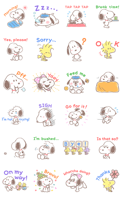 Lovely Snoopy Line Whatsapp Sticker Png