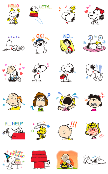 SNOOPY Animated Stickers Stickers: LINE WhatsApp GIF PNG