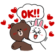 Brown & Cony's Lonely Hearts Date LINE WhatsApp Sticker GIF PNG