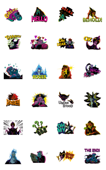 Animated Disney Villains Stickers: LINE WhatsApp GIF